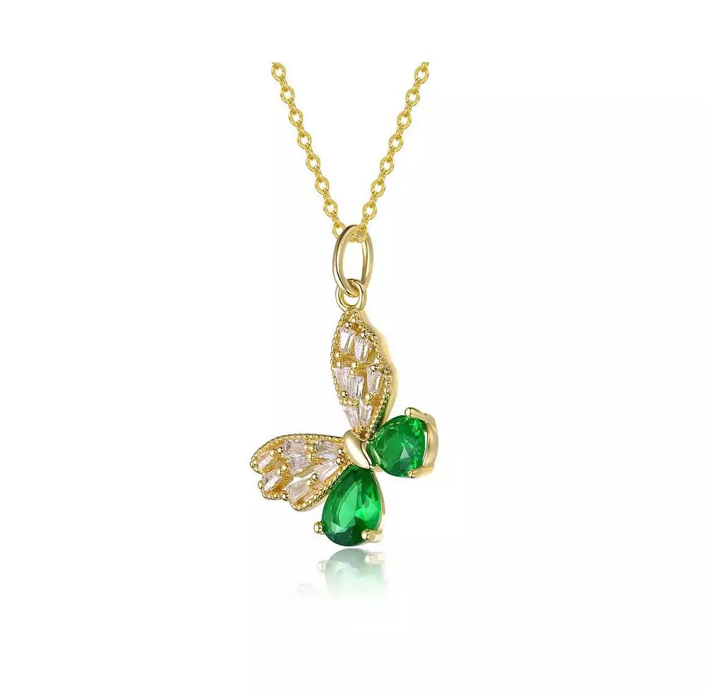 Rachel Glauber Sparkling 14K Gold Plated CZ Butterfly Pendant Necklace 3