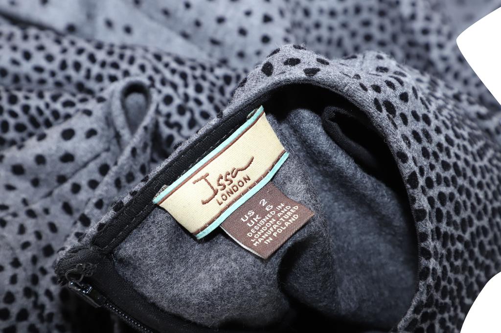 Issa London Polka-Dot Print Dress in Grey Wool