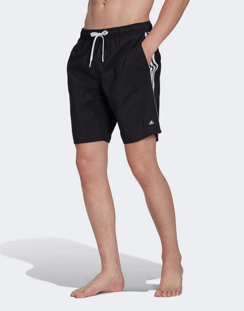 Adidas adidas 3-stripes CLX swim shorts in black 1