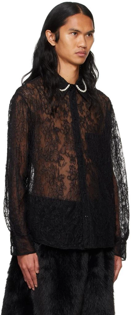 Simone Rocha Black Sheer Pearl Classic Fit Shirt 2