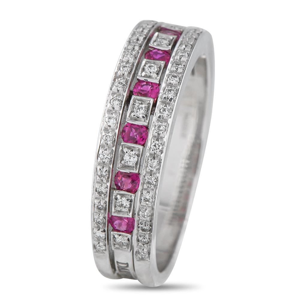 Damiani 18K White Gold 0.16ct Diamond and Ruby Ring DM15-051625