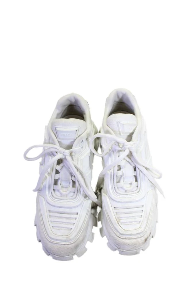 Prada Women's Round Toe Lace Up Lug Sole Chucky Sneakers White 2