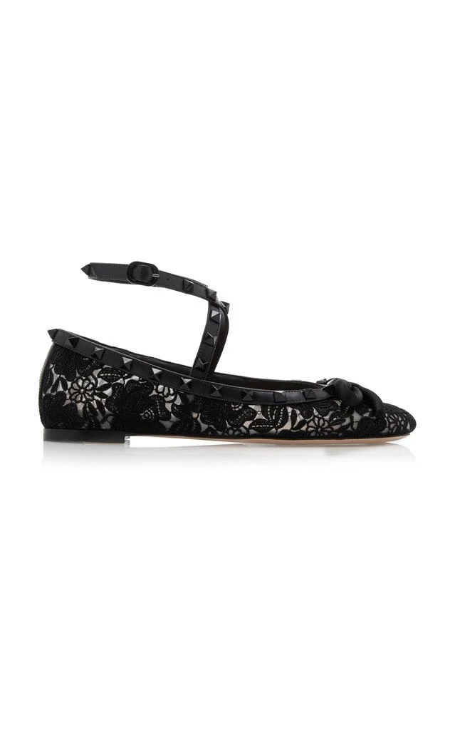 Valentino Valentino Garavani - Rockstud Macrame Ballet Flats - Black - IT 39.5 - Moda Operandi 1