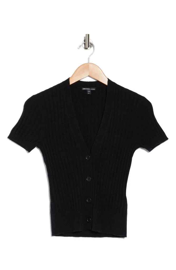 James Perse Ribbed Short Sleeve Cashmere Cardigan 3