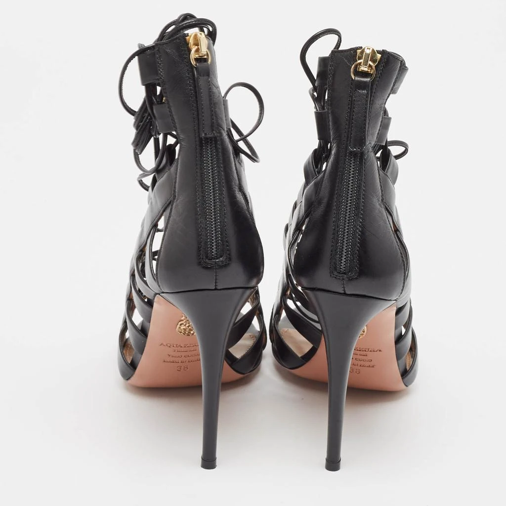 Aquazzura Aquazzura Black Leather Amazon Ankle Wrap Sandals Size 38 5