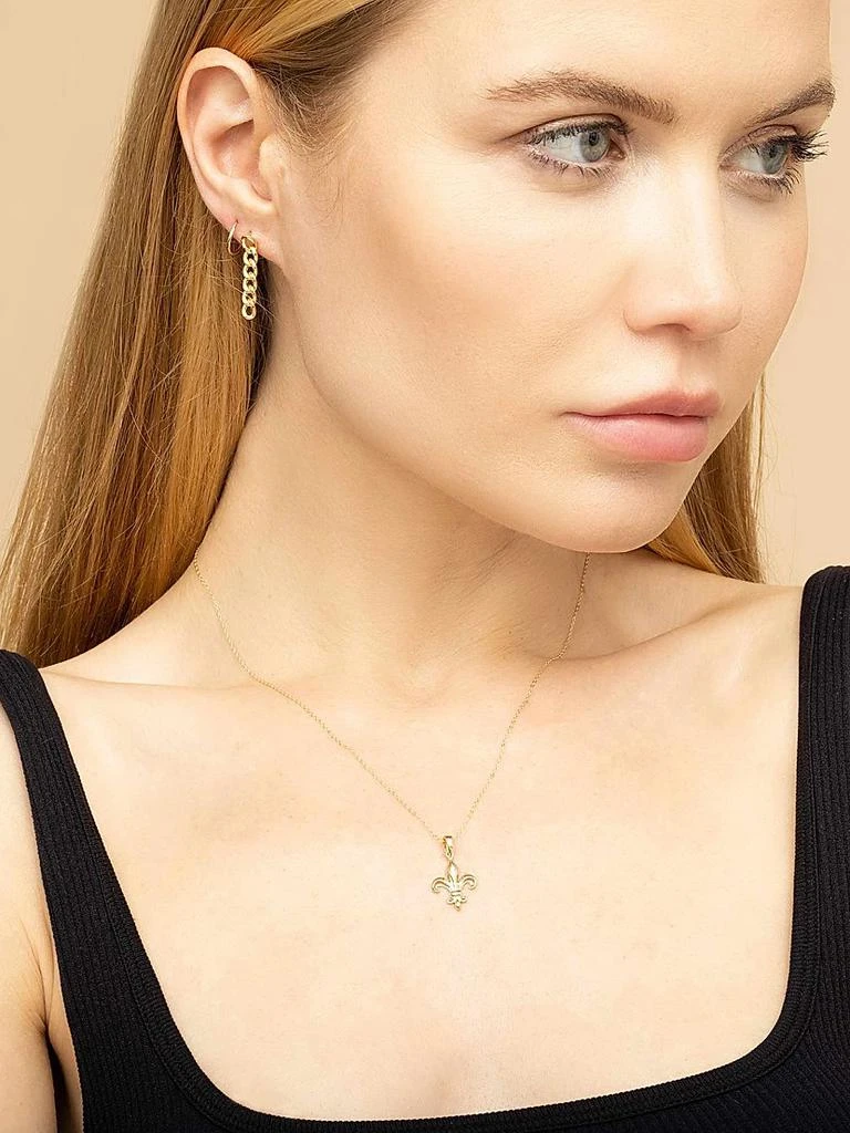 Oradina 14K Yellow Gold Fleur De Lis Pendant Necklace 5
