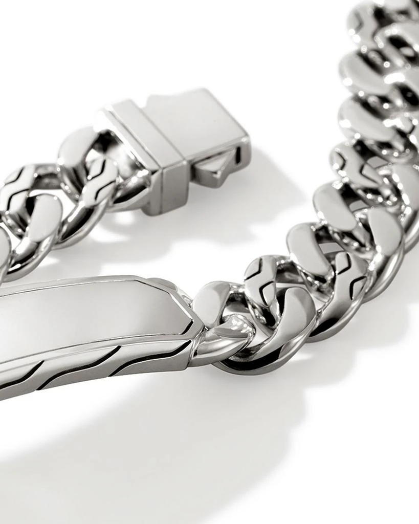 John Hardy Men
s Sterling Silver Carved Chain ID Plate Curb Link Bracelet 6