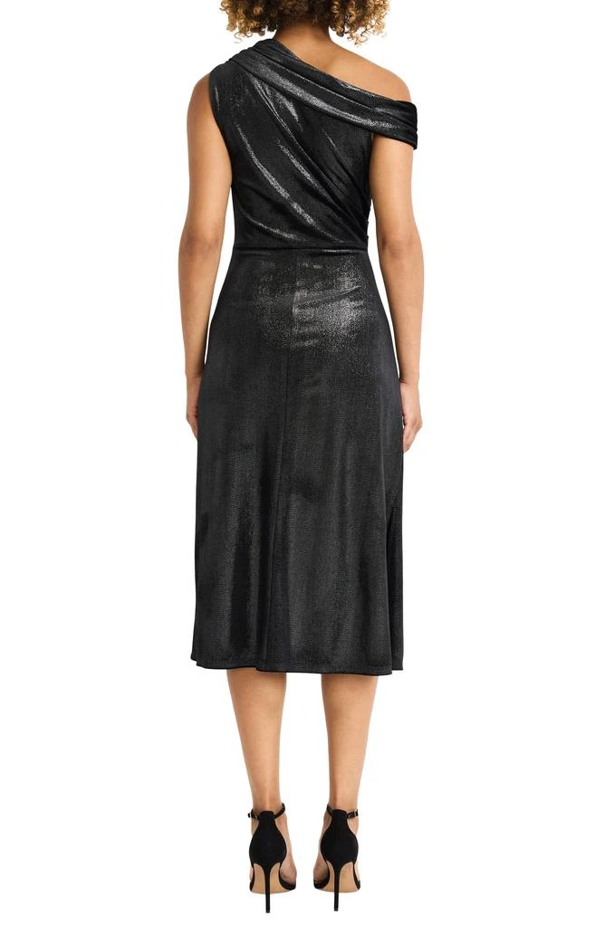 Maggy London One-Shoulder Glitter Ruched Jersey Midi Cocktail Dress 2