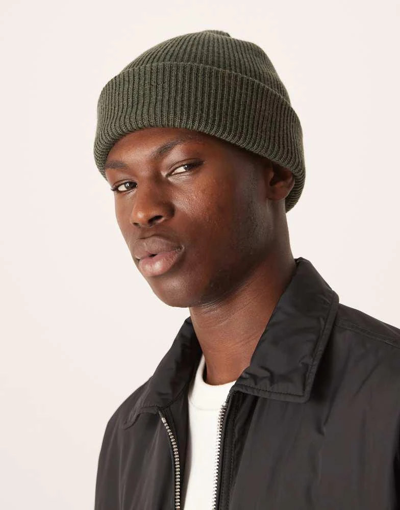 Anthropologie High Crowned Ribbed Beanie- dark green Montagna | Bright Green Chunky Knitted Rib Beanie | In stock  main image 4