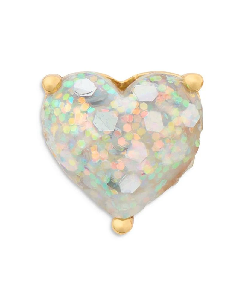 Kate Spade White Glitter Stone Heart Stud Earrings in Gold Tone 2