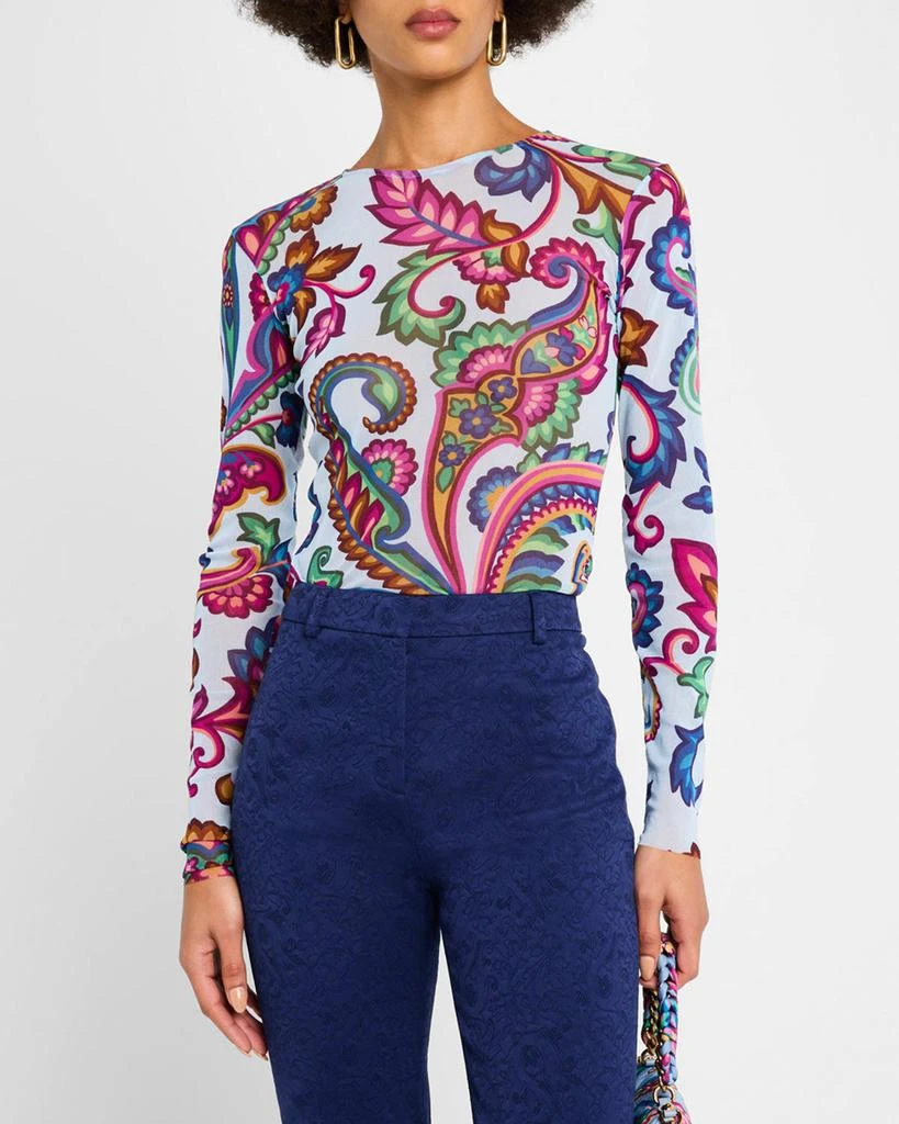 ETRO Garden Paisley Mesh Long-Sleeve Top 5