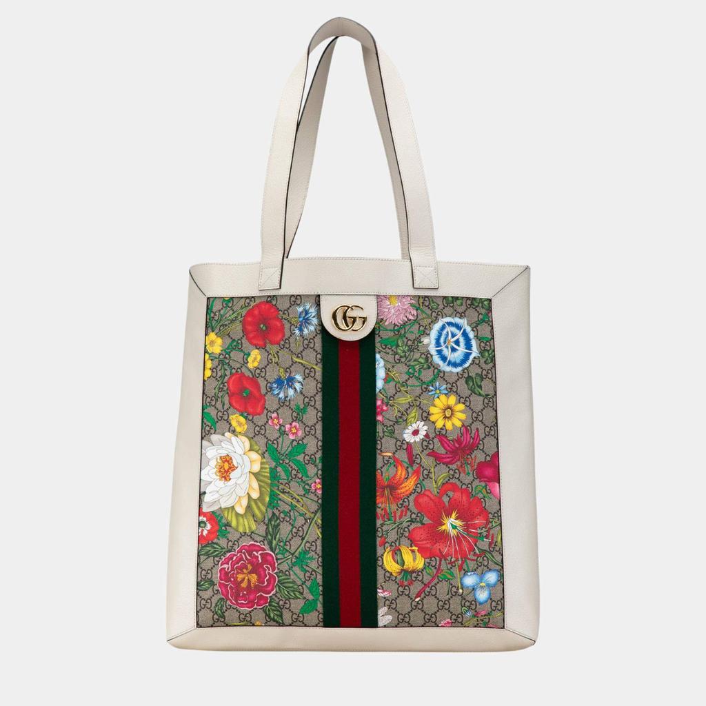 Gucci Gucci Multicolor/White GG Supreme Flora Ophidia Tote