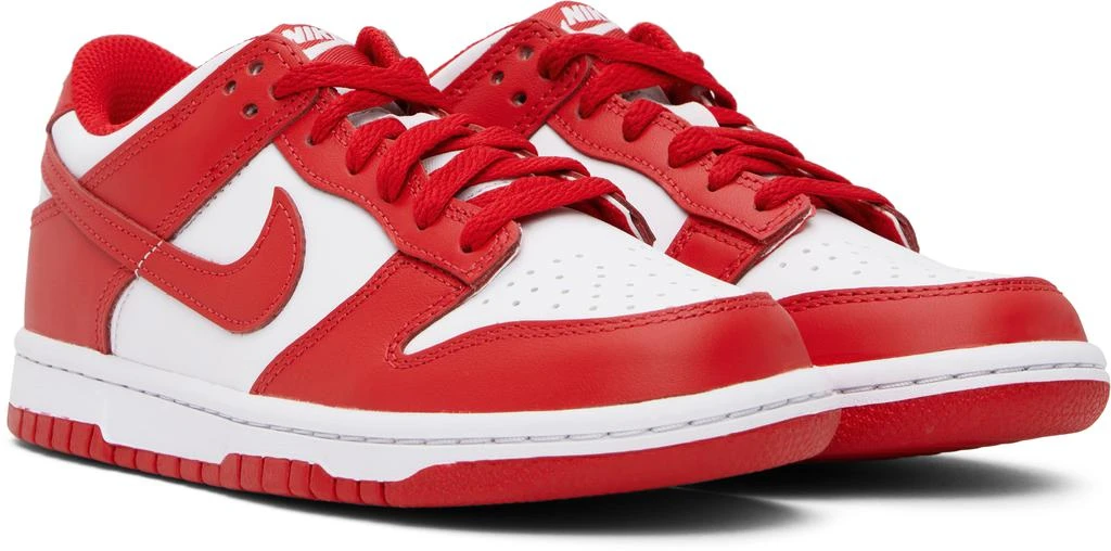 NIKE Big Kids Red & White Dunk Low Sneakers 4