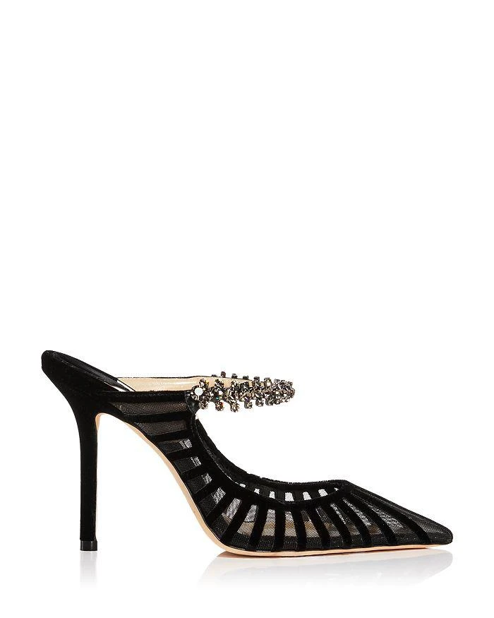 Jimmy Choo Women's Bing 100 Embellished Velvet Cage High Heel Mules 3