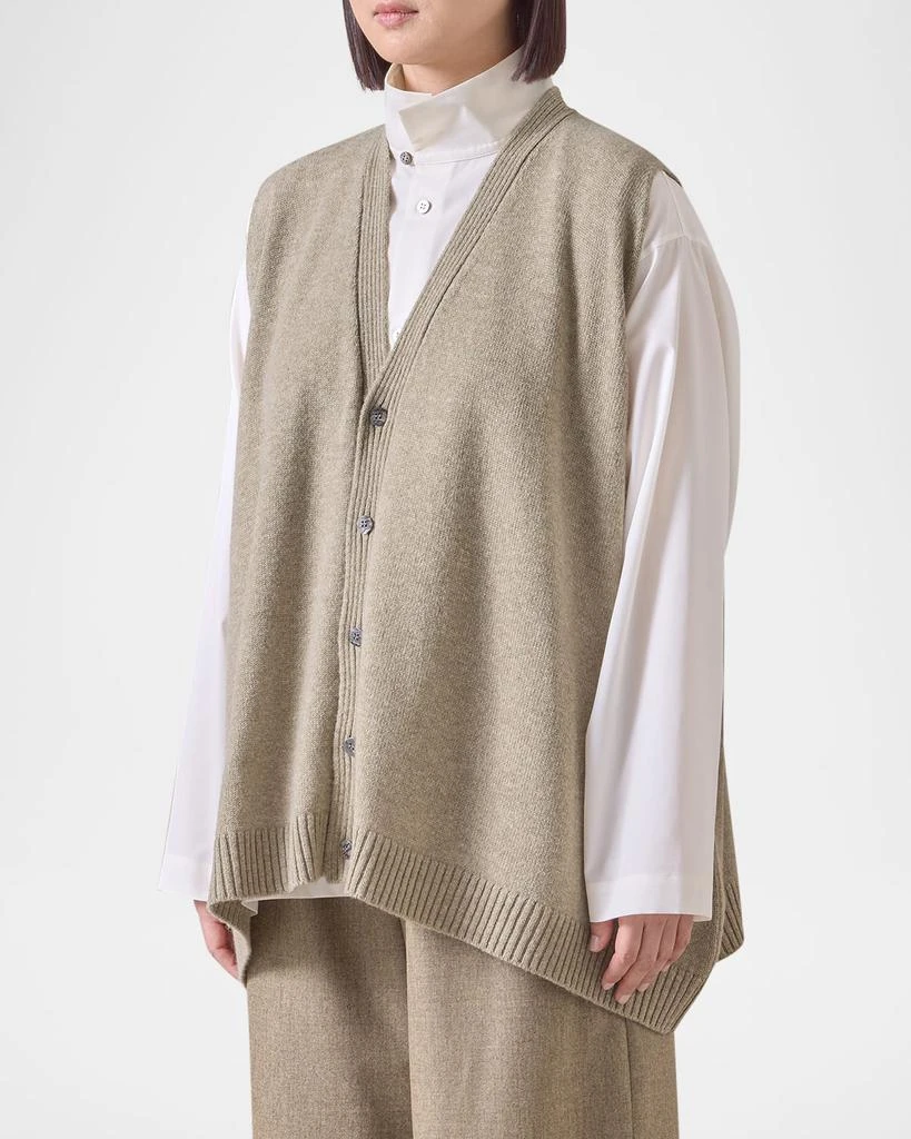 Eskandar Cashmere A-Line Sleeveless V-Neck Cardigan (Mid Plus Length) 4
