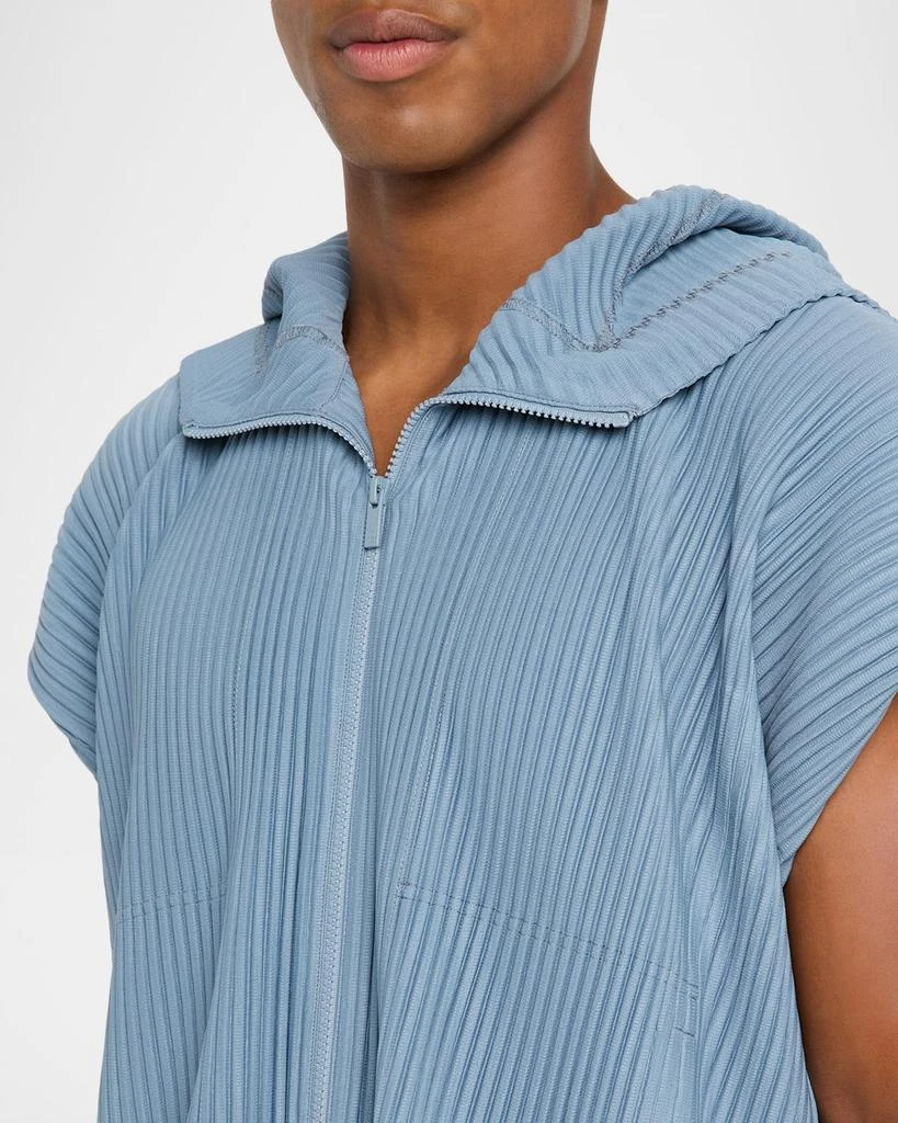 Homme Plisse Issey Miyake Men
s Monthly Colors August Pleated Hooded Cap-Sleeve Jacket 5