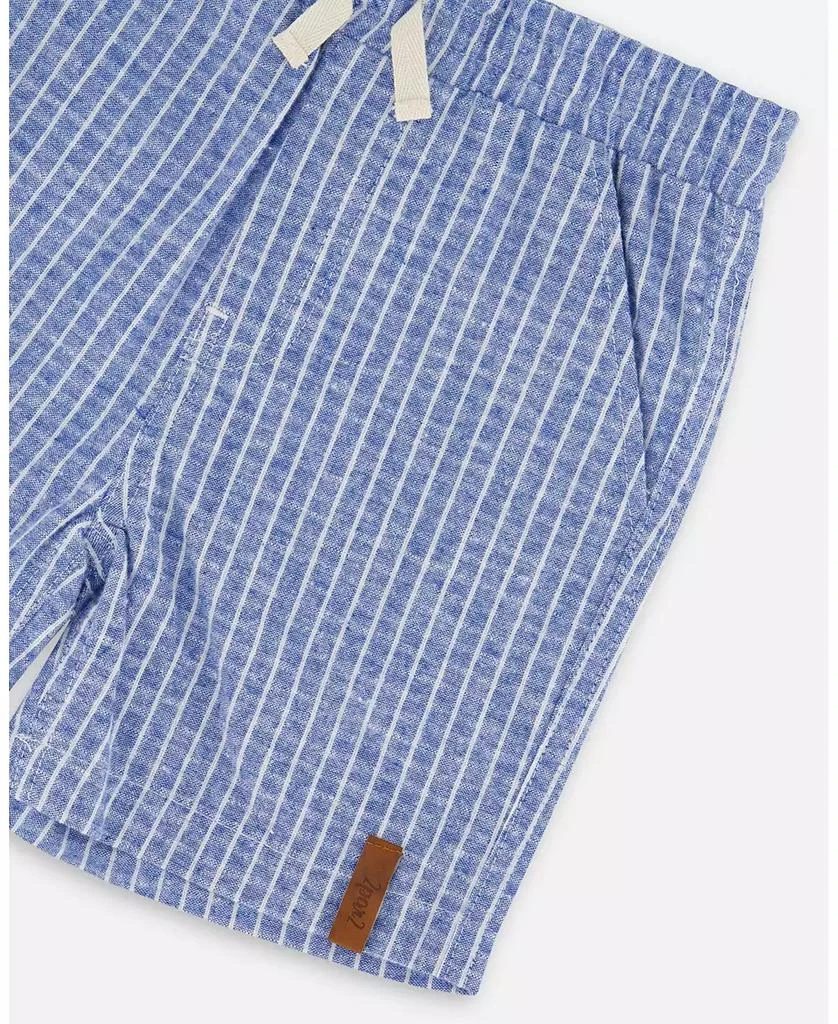 Deux par Deux Toddler Boys Printed Chambray Shorts Blue Denim Stripes 3