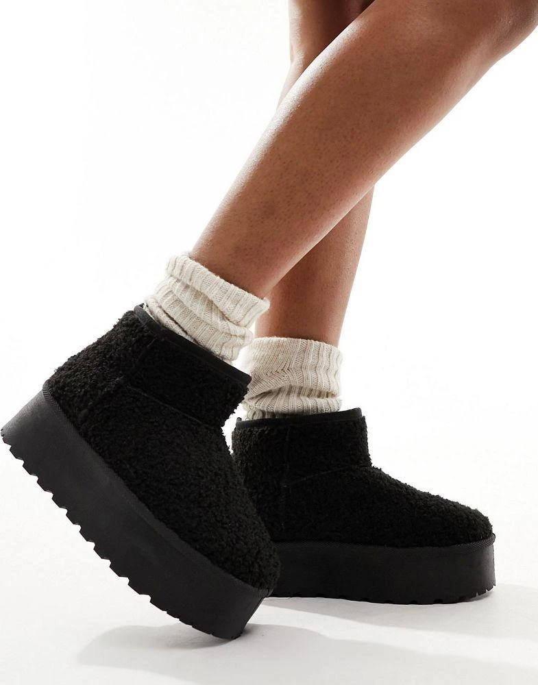 Truffle Collection Truffle Collection flatform ankle boots in black borg 4