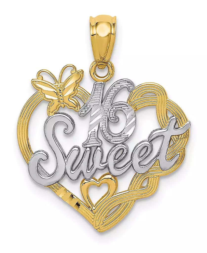 Macy's Sweet 16 Pendant in 14k Yellow Gold and Rhodium