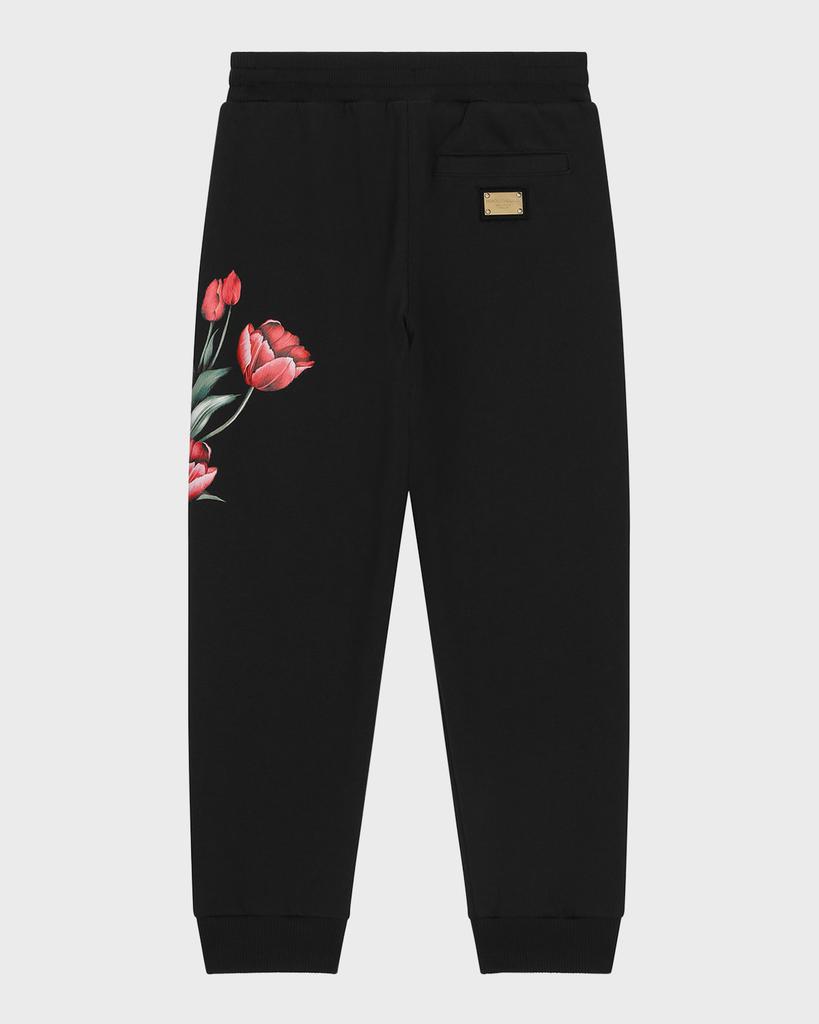 Dolce&Gabbana Girl's Sweatpants W/ Embroidered Tulips, Size 8-14