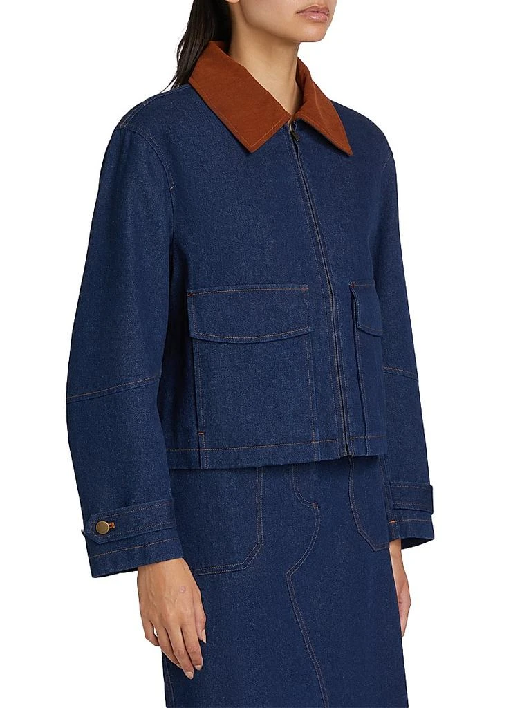 If Only Studio Corduroy-Collar Denim Jacket 4