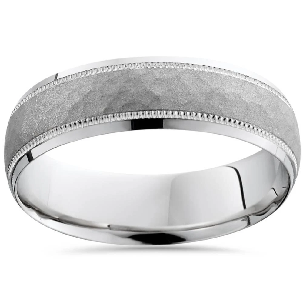 Pompeii3 Mens Hammered 950 Platinum 6mm Comfort Fit Wedding Band Size Selectable 1