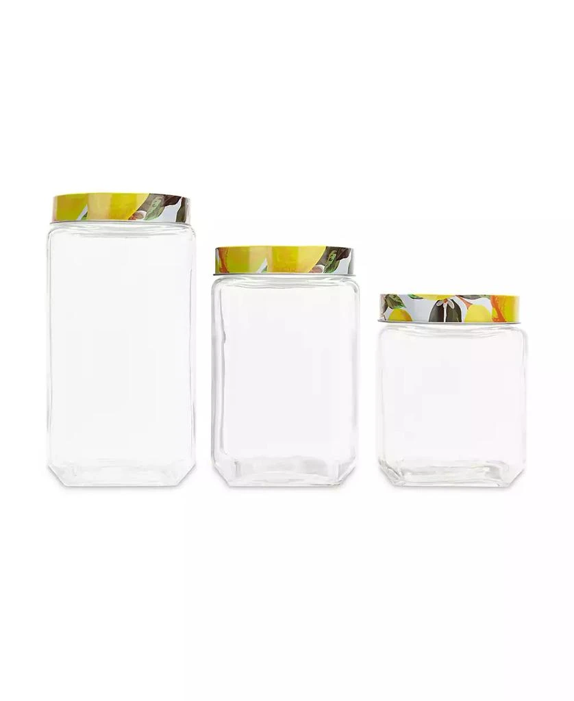 American Atelier Blossoms Lemons Square Glass Jars Set, 3 Piece 1