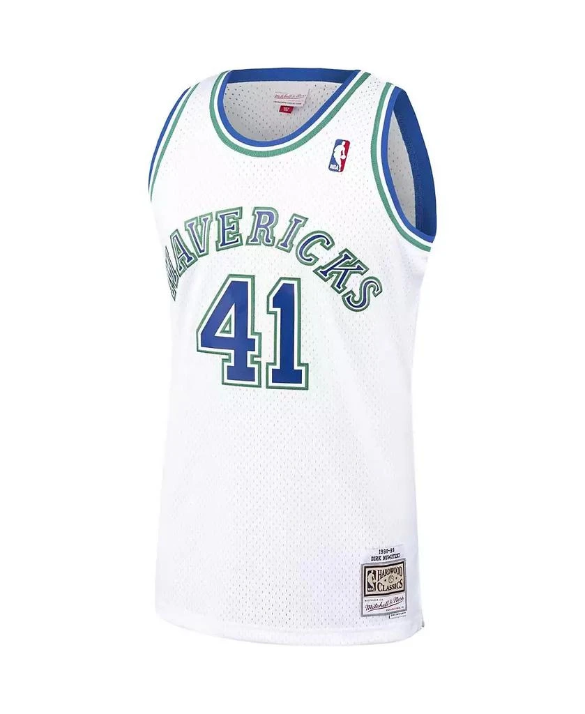 Mitchell & Ness Men's Dirk Nowitzki White Dallas Mavericks 1998/99 Hardwood Classics Swingman Jersey 3