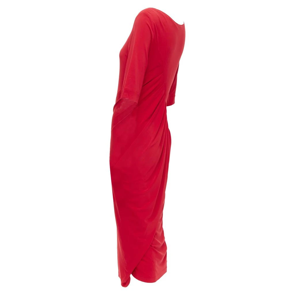 Donna Karan Asymmetric Neck Tuck Draped Midi Dress 6