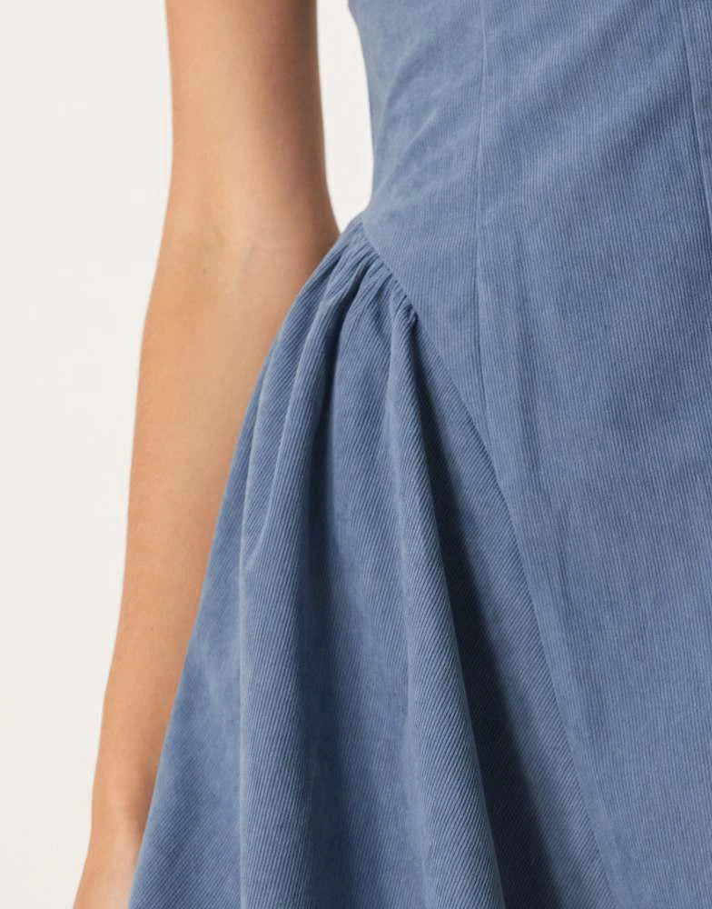Shop ASOS DESIGN cord corset waist mini dress with puff sleeve in slate  blue on Sale at BeyondStyle  Get 25% Off ASOS DESIGN cord corset waist  mini dress with puff sleeve
