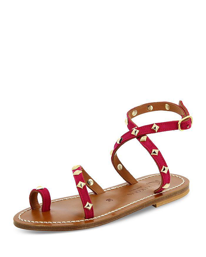 K.Jacques Women's Loki Studded Leather Flat Sandals