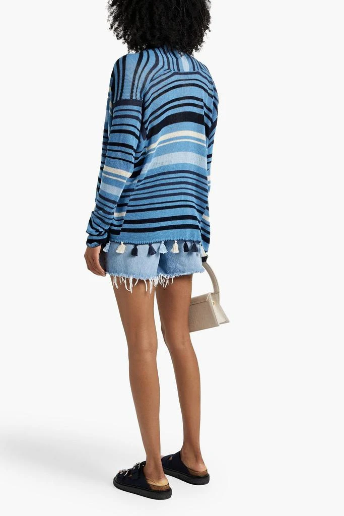 Autumn Cashmere Tasseled striped cotton cardigan 3
