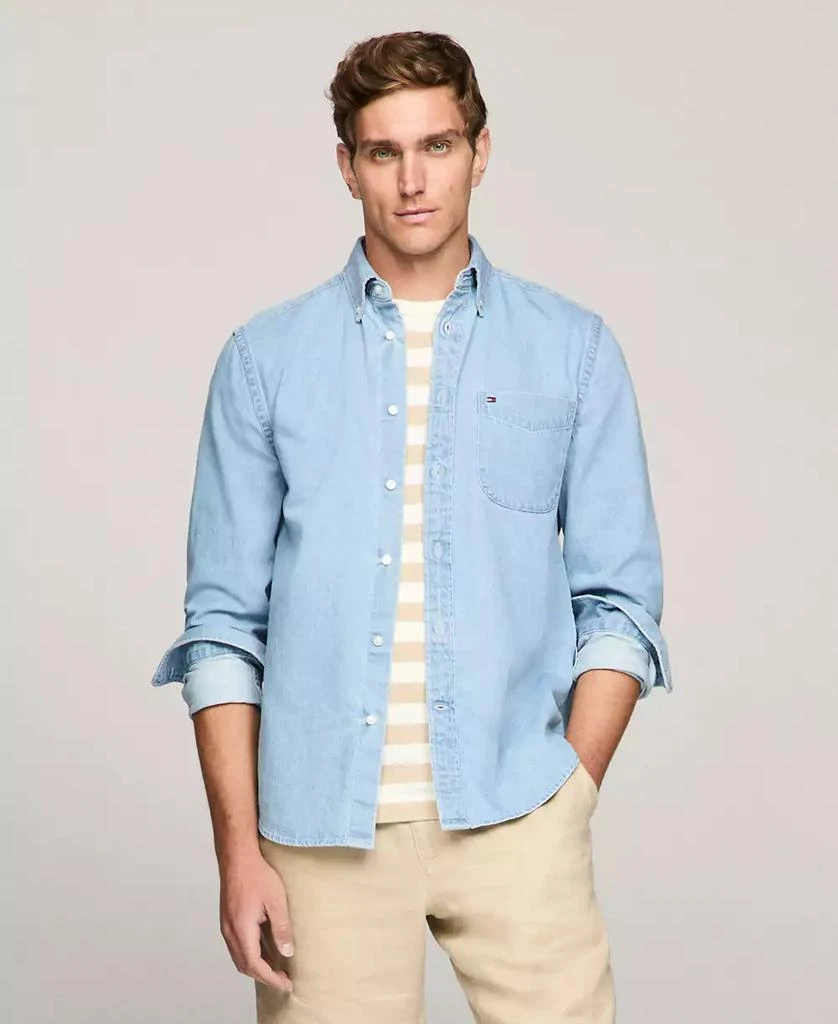 Tommy Hilfiger Men's Long Sleeve Button-Down Denim Shirt 1