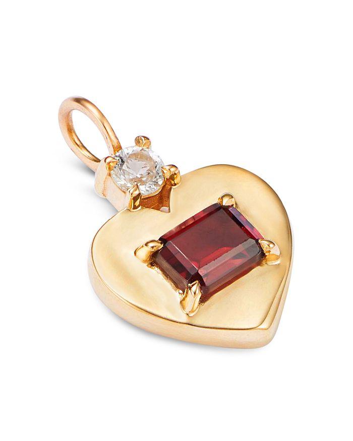 Moon & Meadow 14K Yellow Gold Garnet & White Topaz Heart Charm Pendant