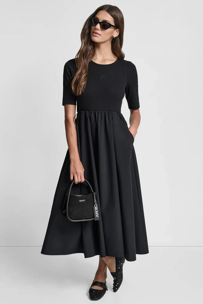 DKNY Luxury Women Black Ballet Sleeve Ribbed Midi Dress - M | The Collective DKNY Luxury Women Black Ballet Sleeve Ribbed Midi Dress - M | The Collective