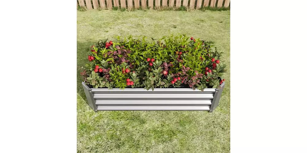 Flynama Metal Raised Garden Bed Rectangle Raised Planter 4ft L x 2ft W x 1ft H for Flowers Vegetables Herb Silver
