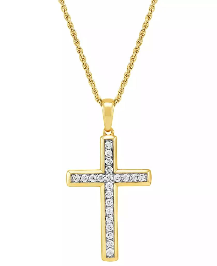 Grown With Love Men's Lab Grown Diamond Cross 22" Pendant Necklace (1 ct. t.w.) in 10k Gold & White Gold 1