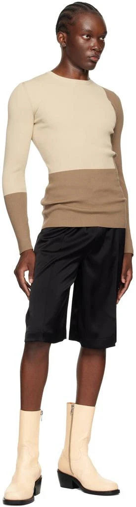 Peter Do Beige & Tan Color Block Sweater 4