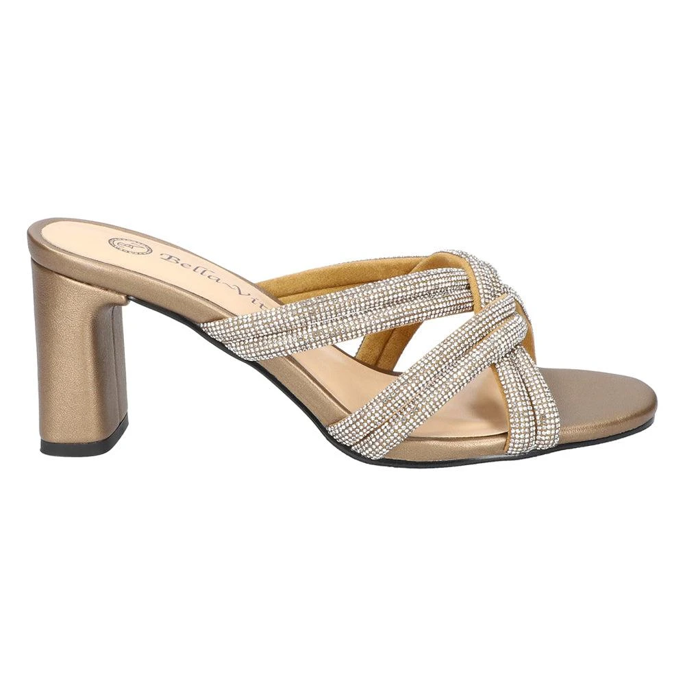 Bella Vita Carmen Rhinestone Metallic Block Heel Sandals 1
