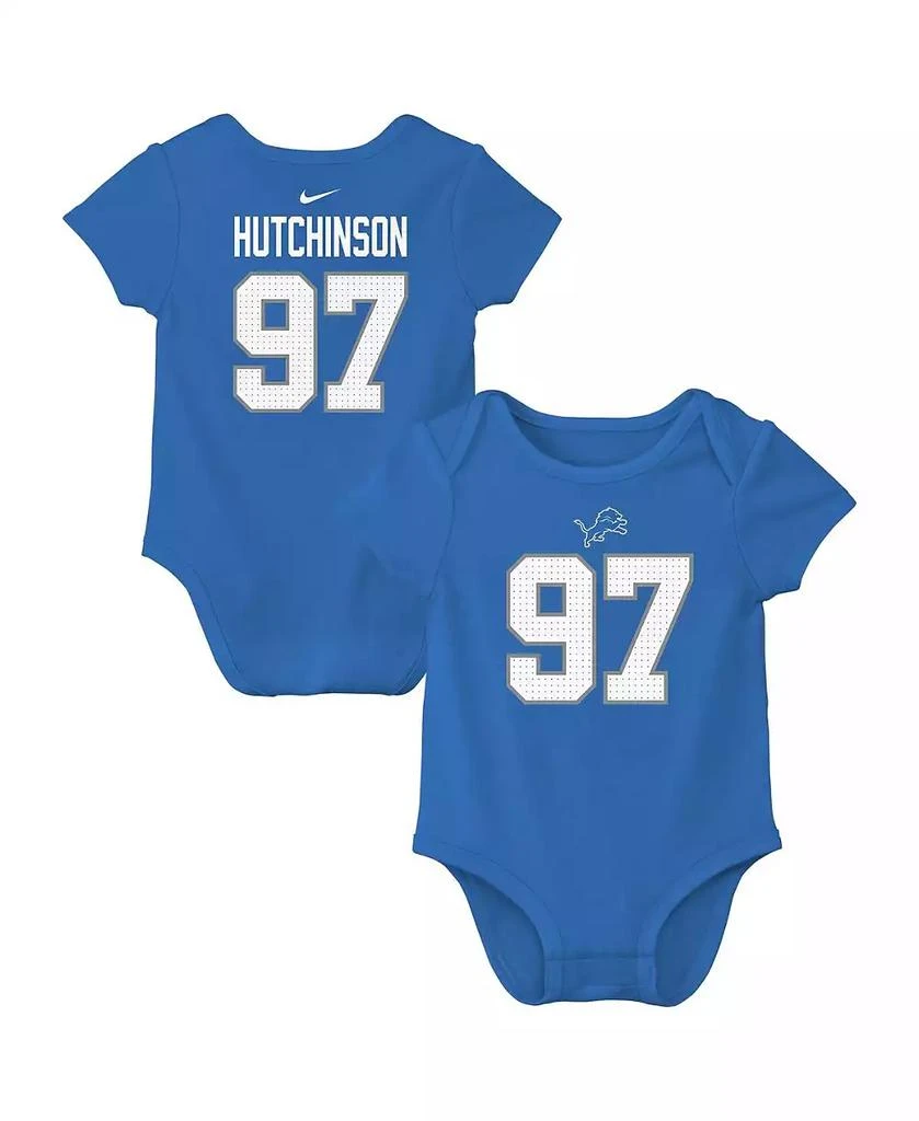 NIKE Baby Boys and Girls Aidan Hutchinson Blue Detroit Lions Player Name Number Bodysuit 1
