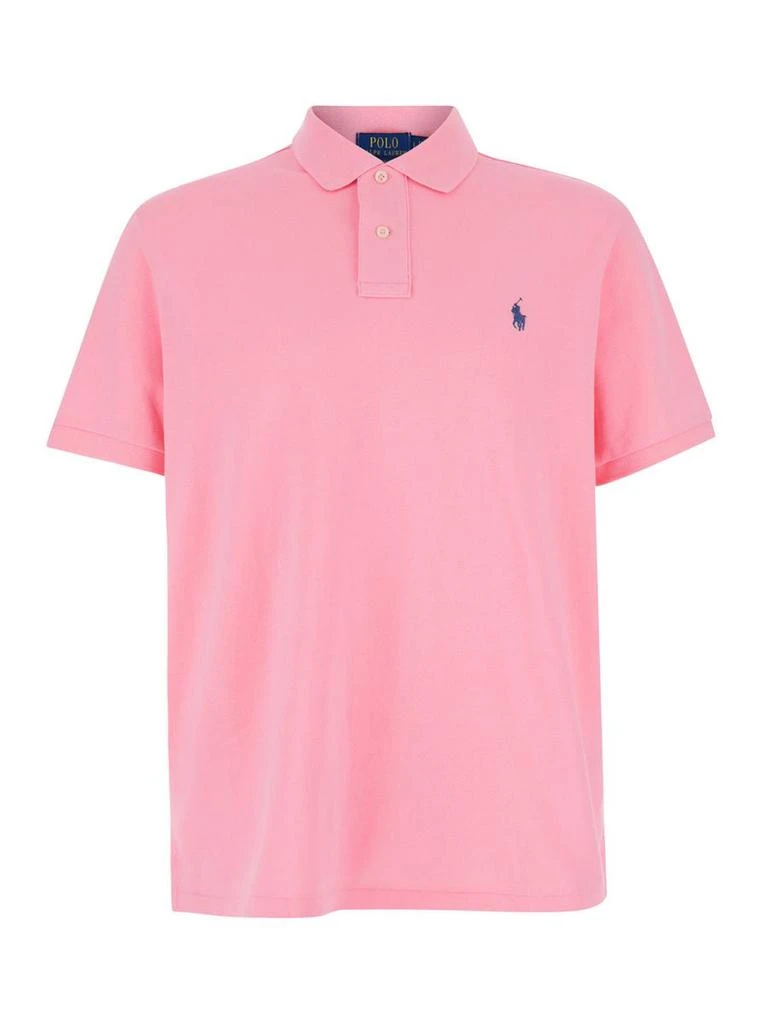 Ralph Lauren Pink Polo Shirt With Pony Detail On The Front In Cotton Piquet Man 1