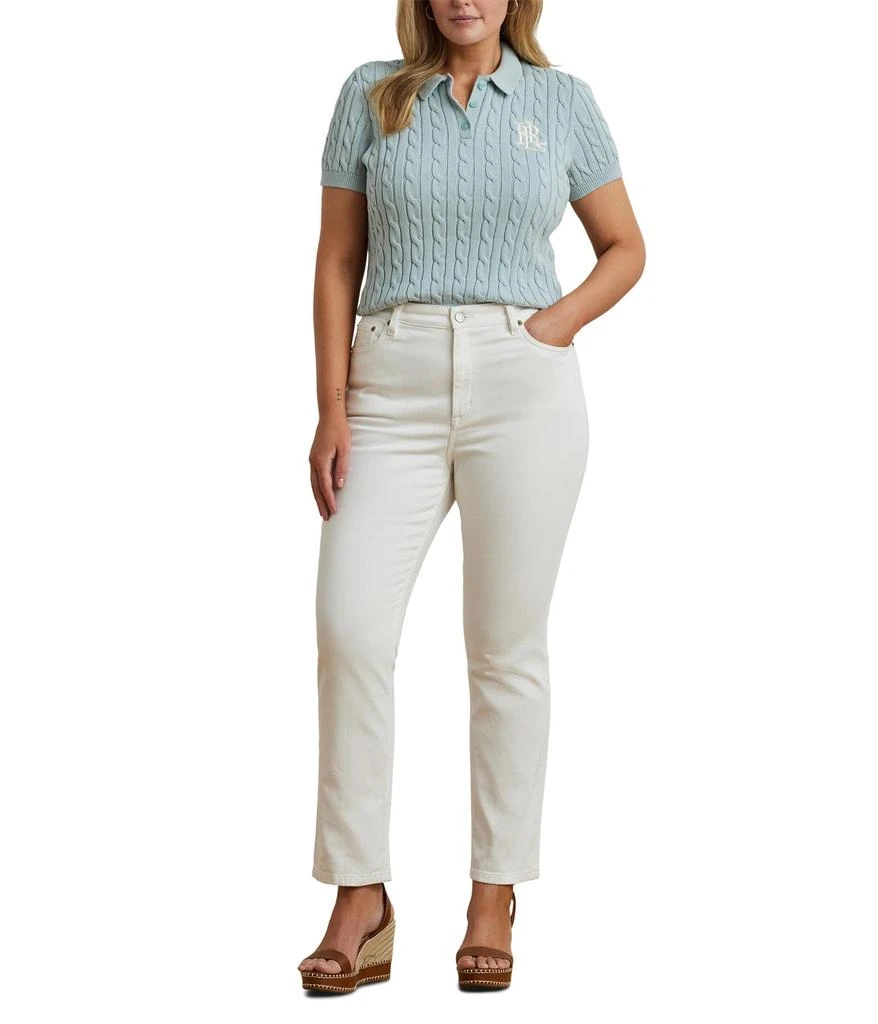 Ralph Lauren Plus Size Cable-Knit Cotton Polo Sweater 4
