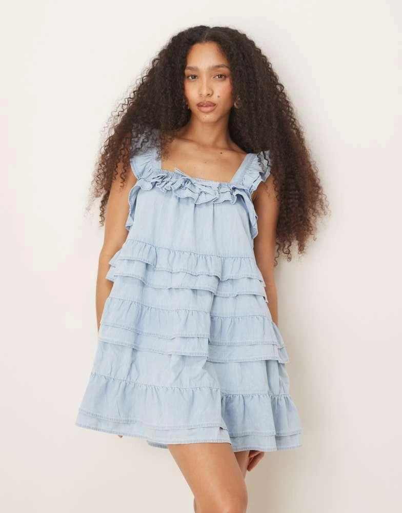 white christmas dresses Rent Asos Design Soft Mini Dress In Velvet Broderie With Contrast  Embroidery In Black main image 1