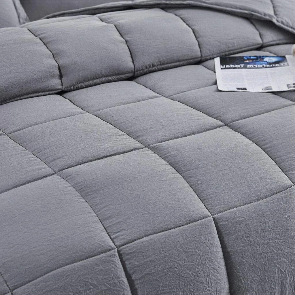 Hivvago King Size Grey 3 Piece Microfiber Reversible Comforter Set 3