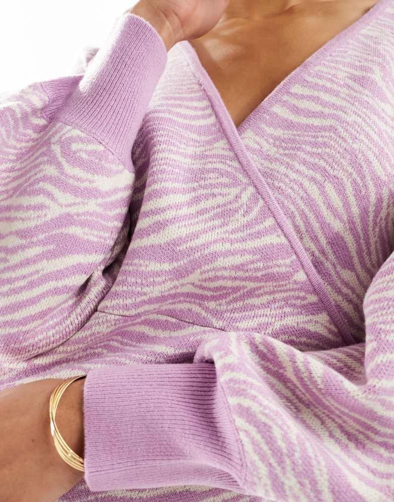 River Island River Island zebra print wrap midi dress in light pink 2