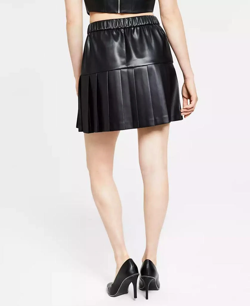 Bar III Women's Faux-Leather Pleated Mini Skirt, Created for Macy's 2