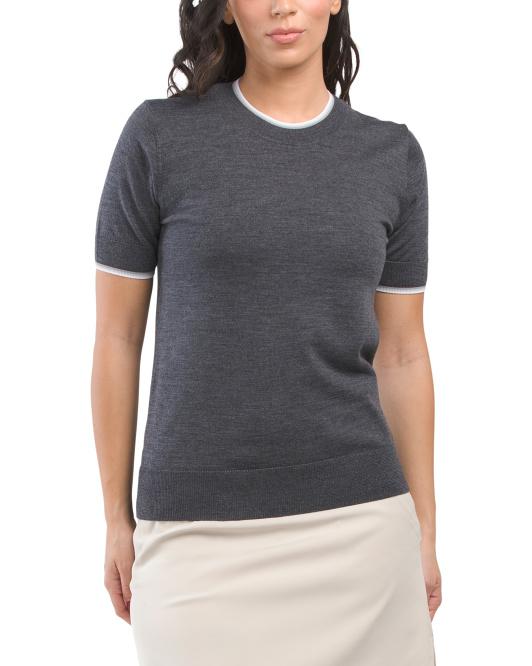G/FORE Merino Wool Layered Short Sleeve Polo Sweater