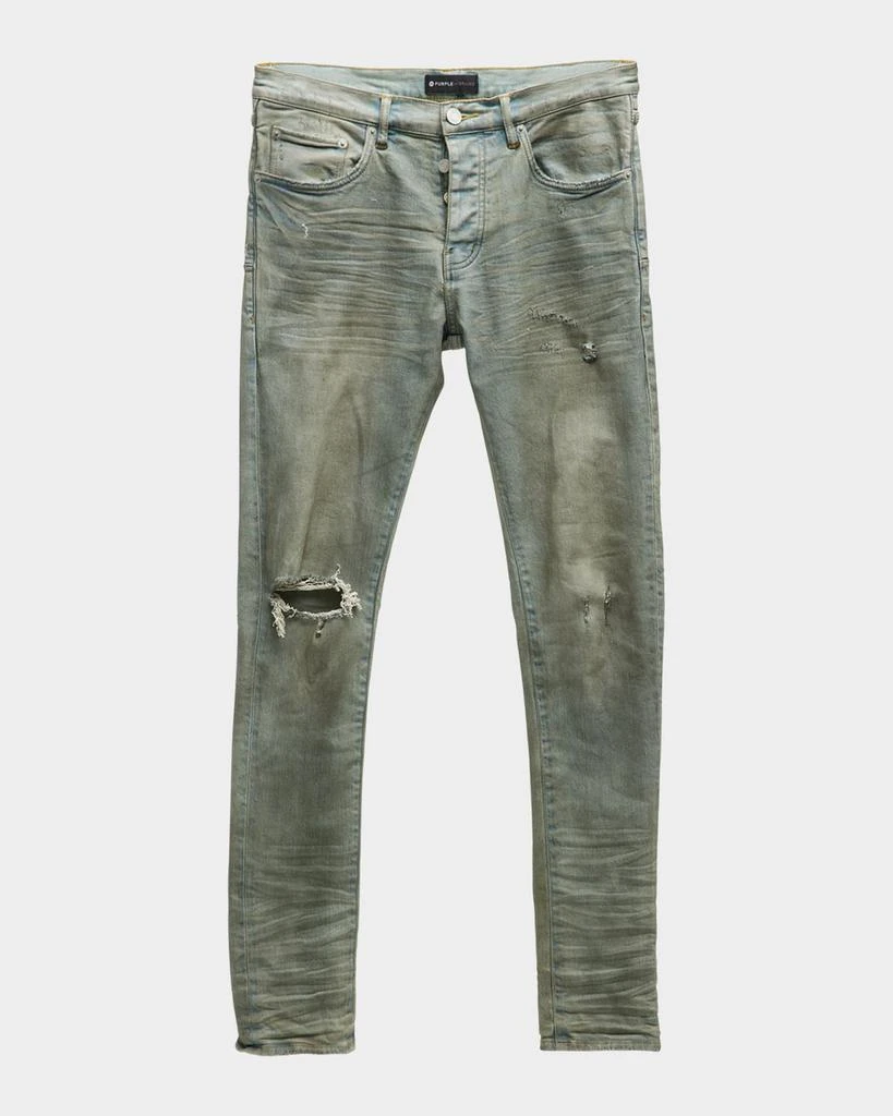 PURPLE Men's P001 Light Dirty Wax Skinny Jeans 1