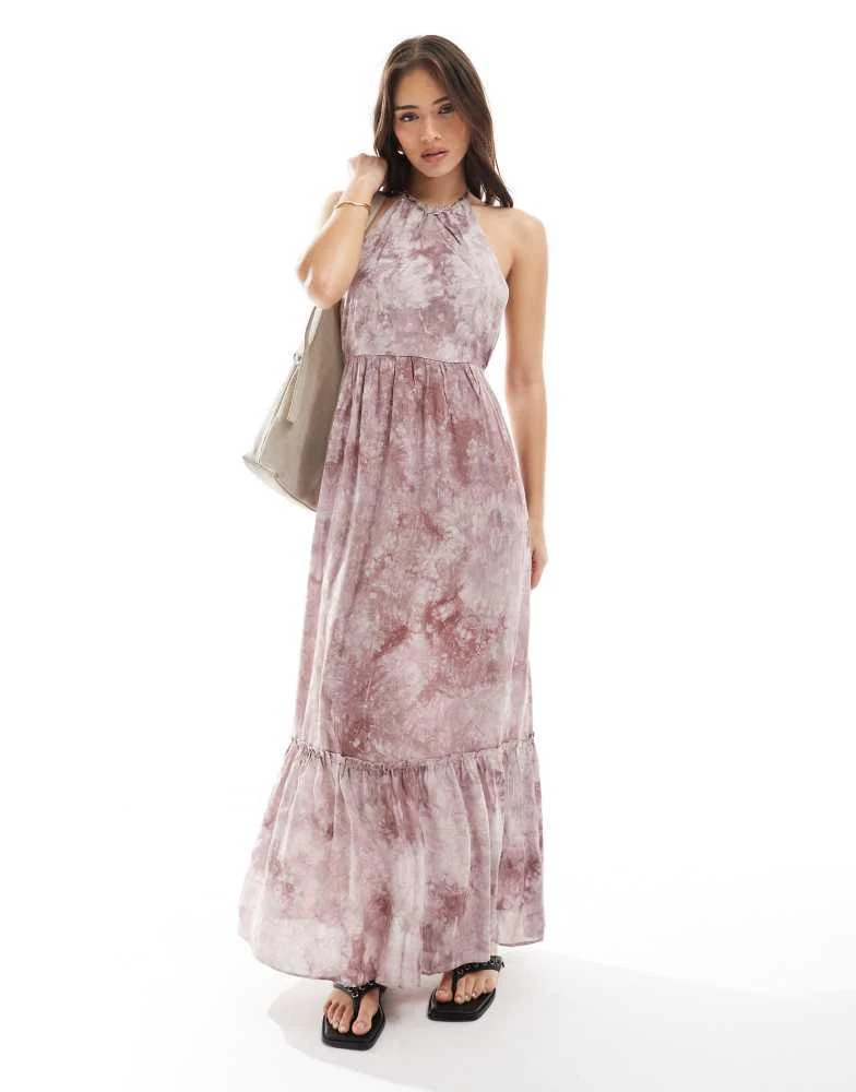 Narrated Narrated Halterneck maxi dress in BROWN TIE DYE - BROWN TIE DYE - S - UK 10