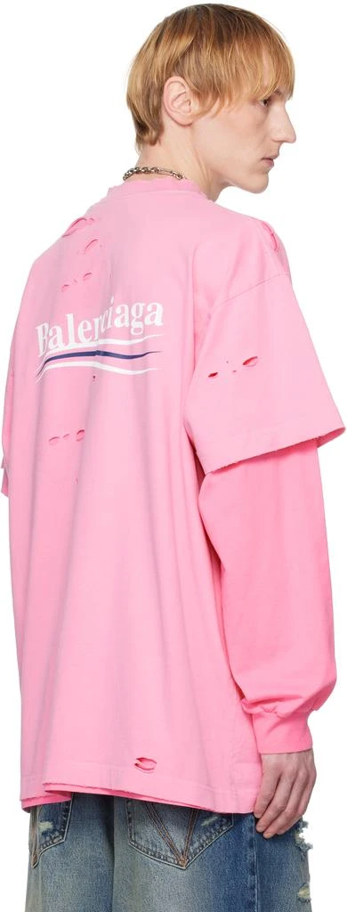 Balenciaga Pink Political Campaign Long Sleeve Layered T-shirt 3